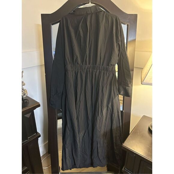 NEW Collar Neck High Waist Flared Button Down Maxi Shirt Dress XL - Picture 5 of 7
